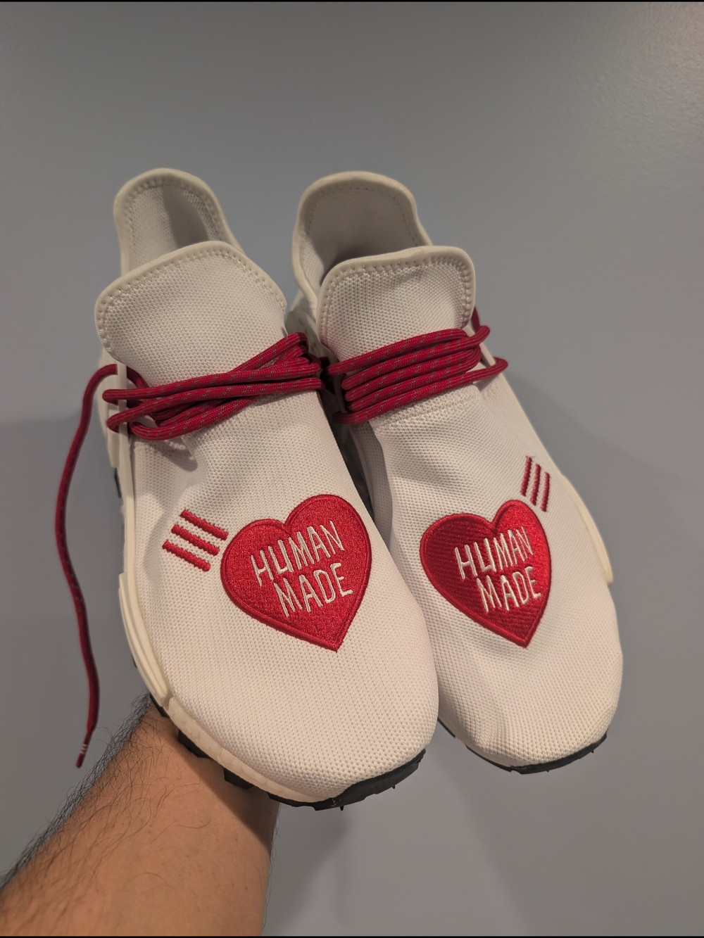 Human Made White Slip-On Sneakers with Red Heart Logo